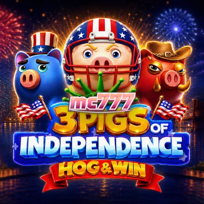 Tampilan visual slot 3 Pigs of Independence Hog & Win dengan tema patriotik